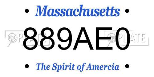 889AE0 Massachusetts License Plate