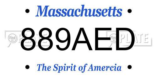 889AED Massachusetts License Plate