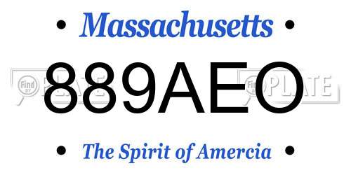 889AEO Massachusetts License Plate