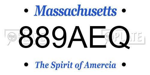 889AEQ Massachusetts License Plate