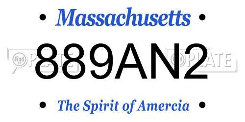 889AN2 Massachusetts License Plate