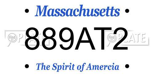 889AT2 Massachusetts License Plate