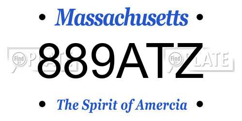 889ATZ Massachusetts License Plate