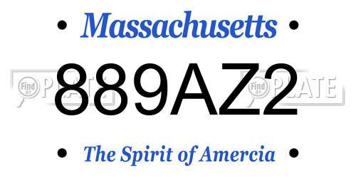 889AZ2 Massachusetts License Plate