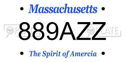 889AZZ Massachusetts License Plate