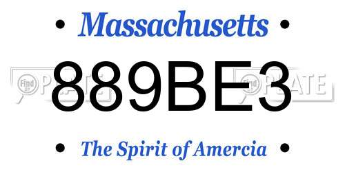 889BE3 Massachusetts License Plate