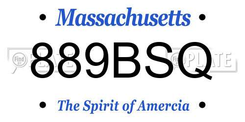 889BSQ Massachusetts License Plate