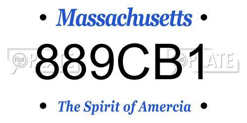 889CB1 Massachusetts License Plate