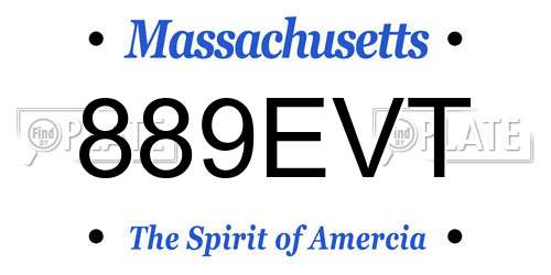 889EVT Massachusetts License Plate
