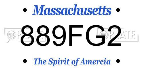 889FG2 Massachusetts License Plate