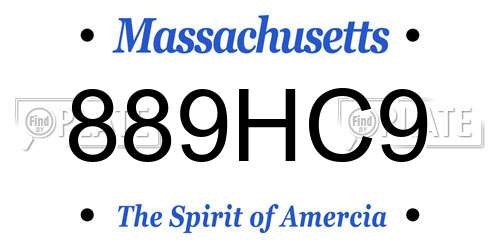 889HC9 Massachusetts License Plate