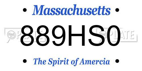 889HS0 Massachusetts License Plate