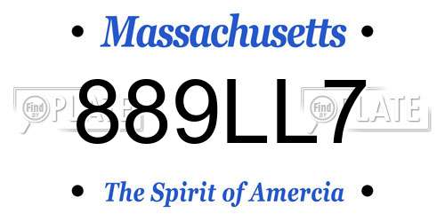 889LL7 Massachusetts License Plate