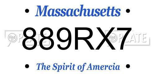 889RX7 Massachusetts License Plate