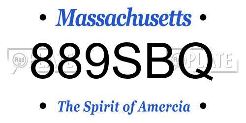 889SBQ Massachusetts License Plate