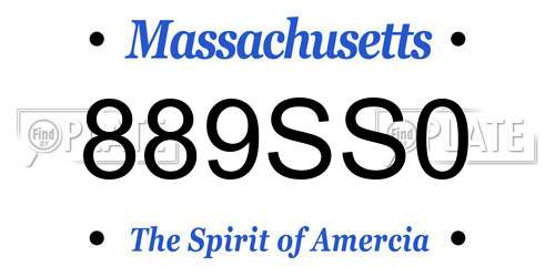 889SS0 Massachusetts License Plate
