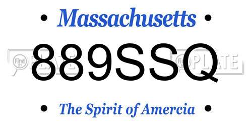 889SSQ Massachusetts License Plate