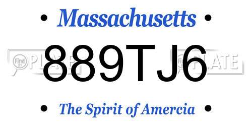 889TJ6 Massachusetts License Plate