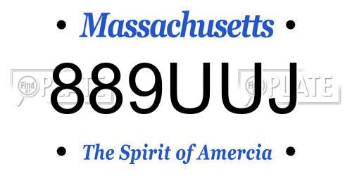 889UUJ Massachusetts License Plate