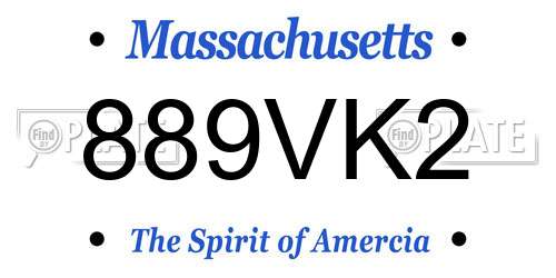 889VK2 Massachusetts License Plate