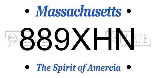889XHN Massachusetts License Plate