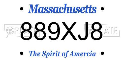 889XJ8 Massachusetts License Plate