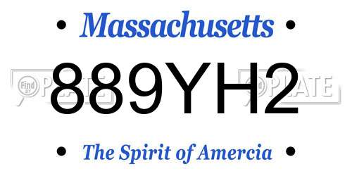 889YH2 Massachusetts License Plate