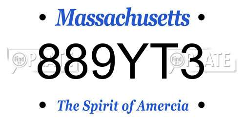 889YT3 Massachusetts License Plate
