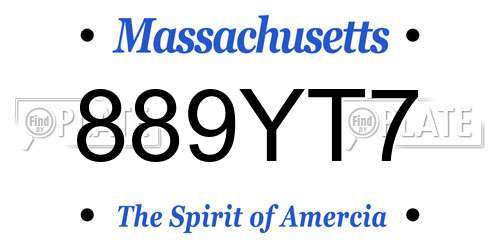 889YT7 Massachusetts License Plate