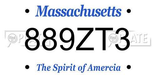 889ZT3 Massachusetts License Plate