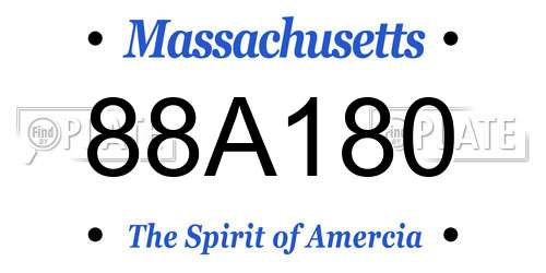 88A180 Massachusetts License Plate