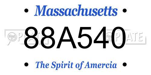 88A540 Massachusetts License Plate