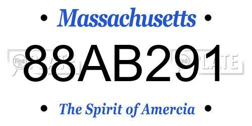 88AB291 Massachusetts License Plate