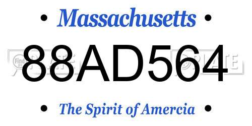 88AD564 Massachusetts License Plate