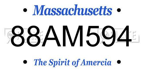 88AM594 Massachusetts License Plate