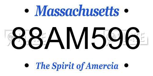 88AM596 Massachusetts License Plate