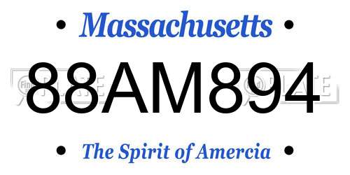 88AM894 Massachusetts License Plate
