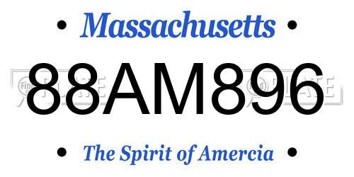 88AM896 Massachusetts License Plate