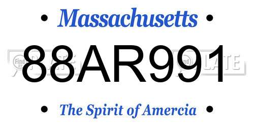 88AR991 Massachusetts License Plate