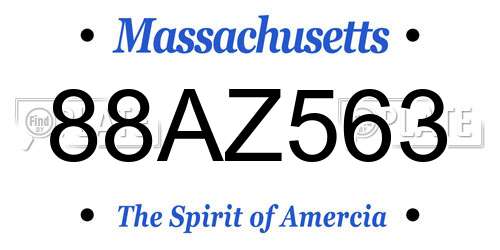 88AZ563 Massachusetts License Plate