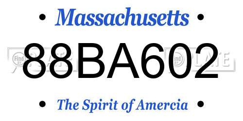 88BA602 Massachusetts License Plate