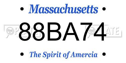 88BA74 Massachusetts License Plate