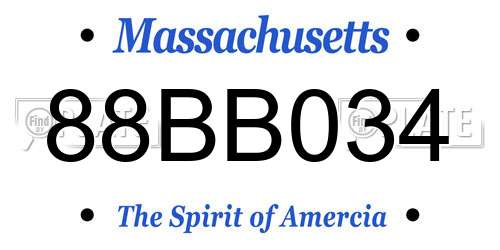 88BB034 Massachusetts License Plate