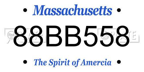 88BB558 Massachusetts License Plate