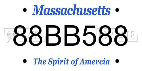 88BB588 Massachusetts License Plate