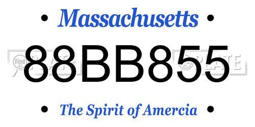 88BB855 Massachusetts License Plate