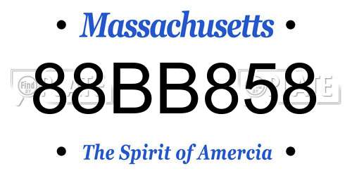 88BB858 Massachusetts License Plate