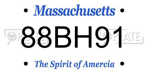 88BH91 Massachusetts License Plate