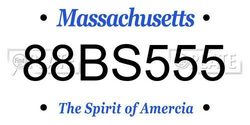 88BS555 Massachusetts License Plate