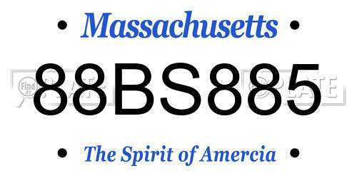 88BS885 Massachusetts License Plate